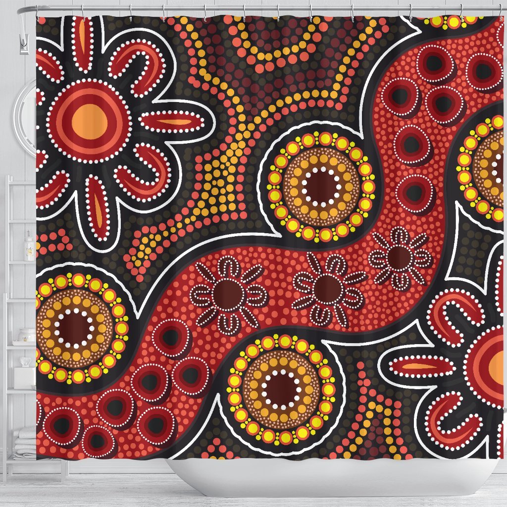aboriginal-shower-curtain-indigenous-circle-dot-painting-style-1