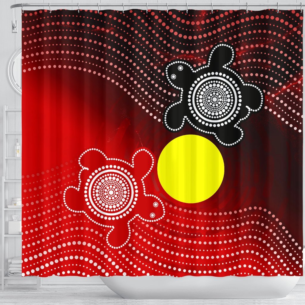aboriginal-shower-curtain-indigenous-circle-dot-painting-style