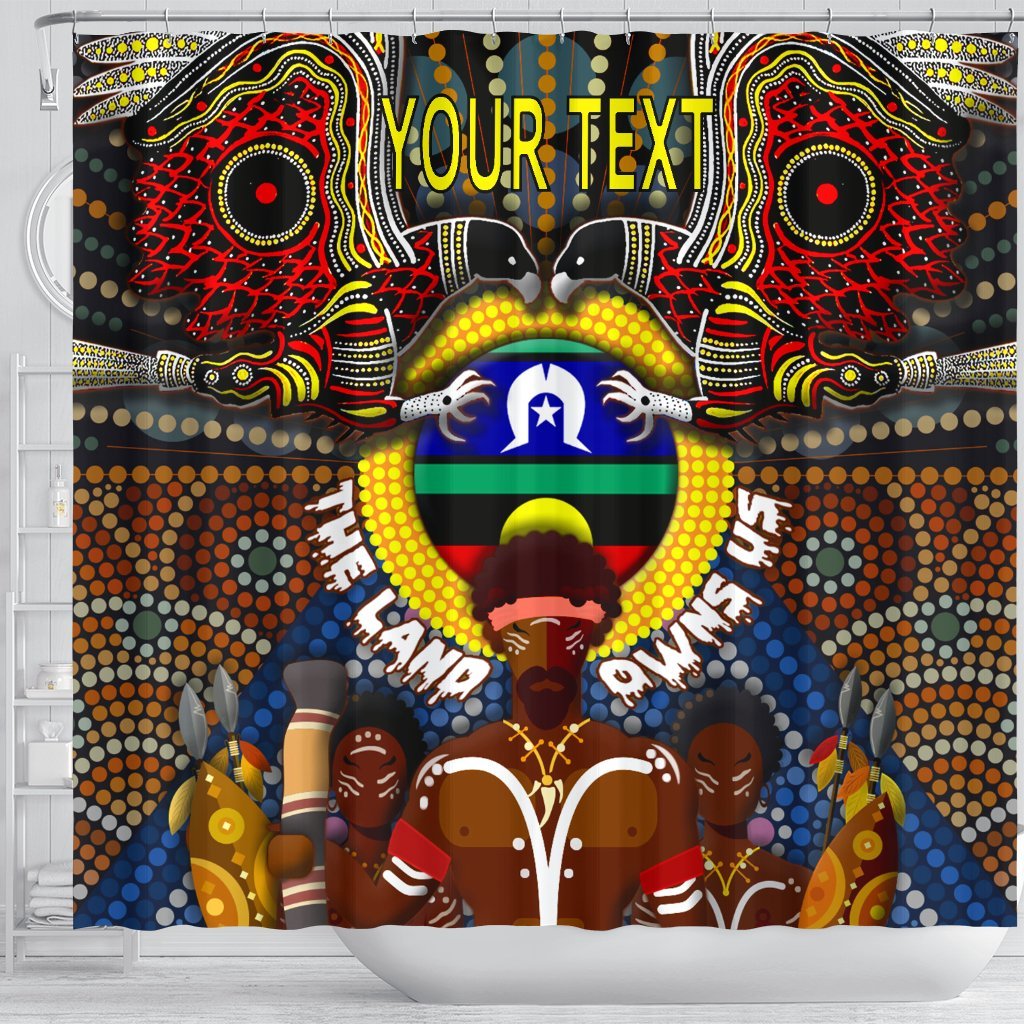 custom-text-the-land-owns-us-shower-curtain