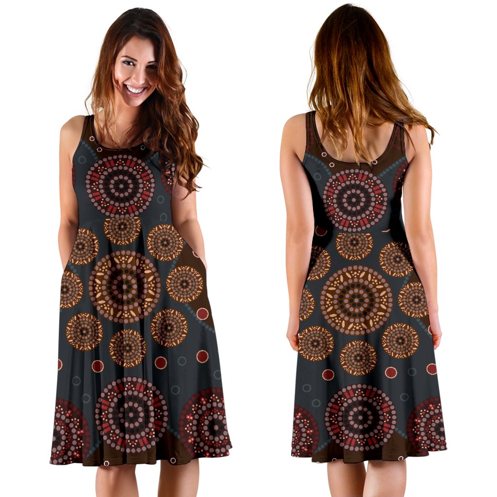 Midi Dress - Aboriginal Dot Painting Dress Ver02 - Vibe Hoodie