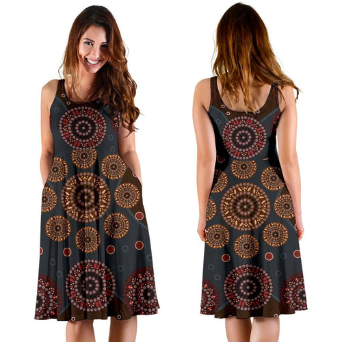 Midi Dress - Aboriginal Dot Painting Dress Ver02 - Vibe Hoodie