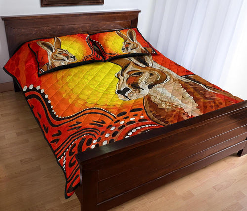 aboriginal-quilt-cover-set-kangaroo-patterns-sun-dot-painting