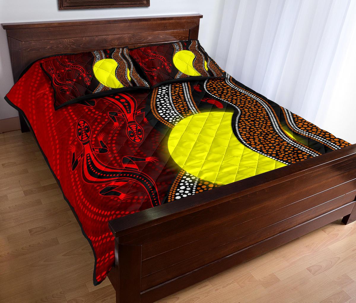 aboriginal-quilt-bed-set-aboriginal-flag-lizard-dot-painting-style