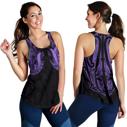 Maori Ta Moko Women Racerback Tank New Zealand Pastel Purple - Vibe Hoodie