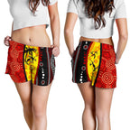 Aboriginal Women's Shorts - Dreamtime Koori Dance & Dot Acrylic Paint - Vibe Hoodie