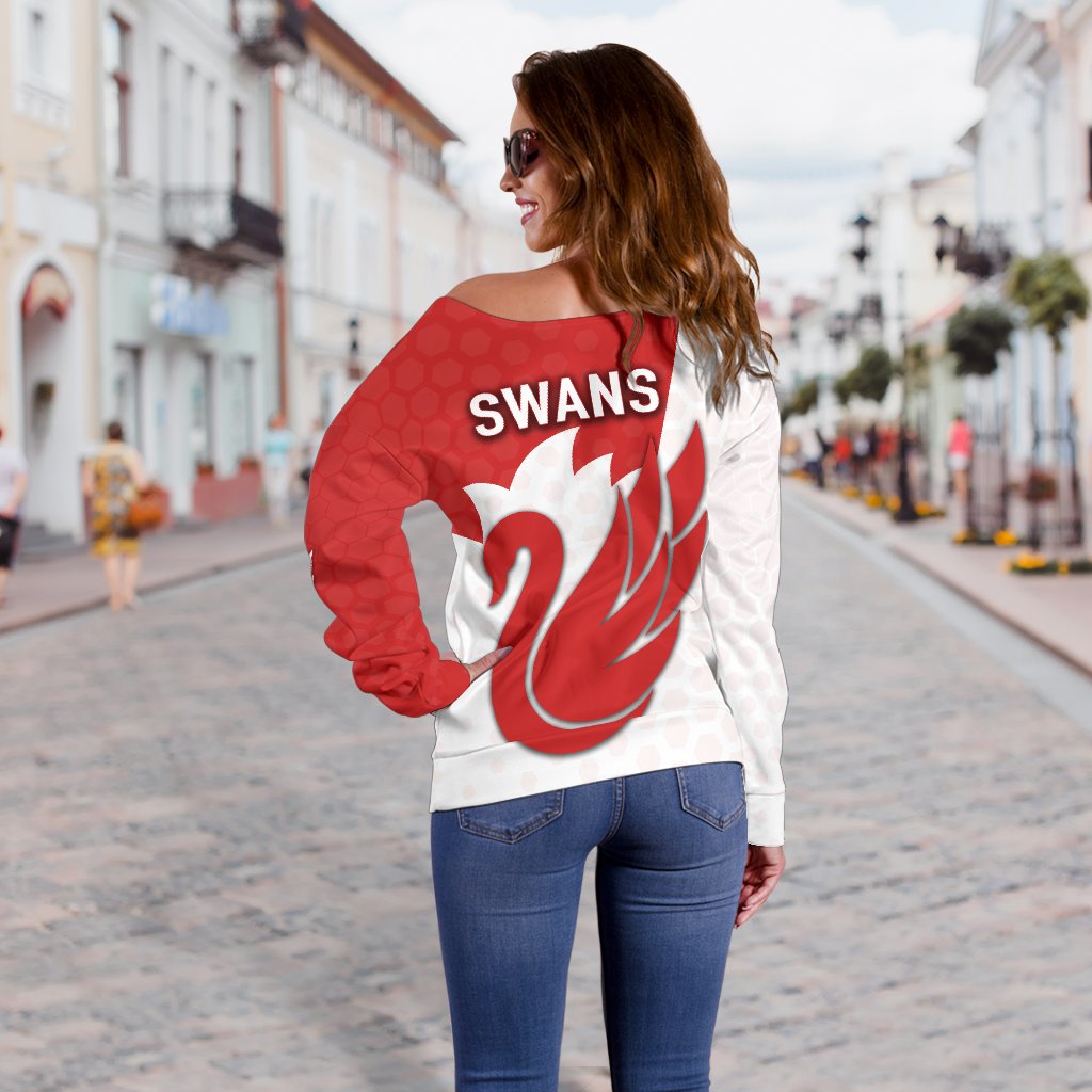 Sydney Women Off Shoulder Sweater Swans - Vibe Hoodie