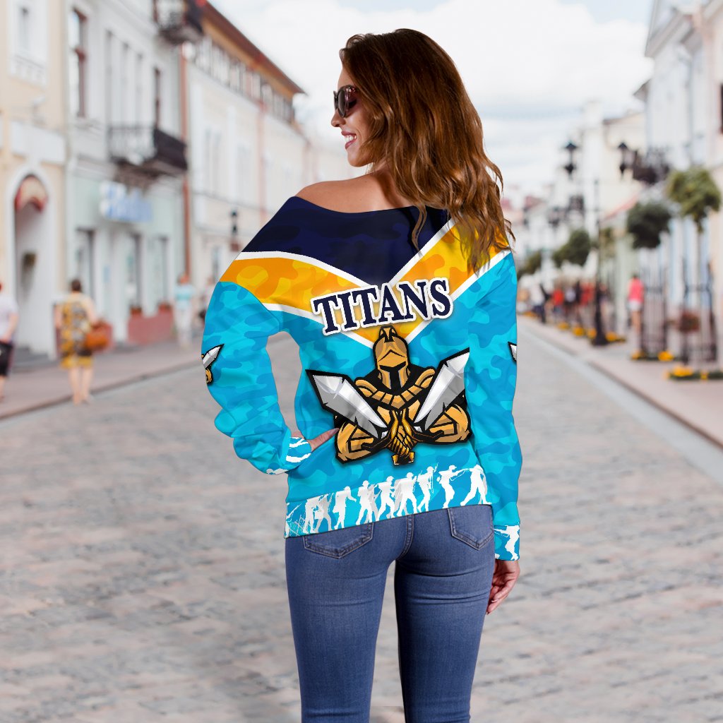 Gold Coast Women Off Shoulder Sweater Titans Gladiator Anzac Vibes - Vibe Hoodie