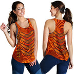 Aboriginal Personalised Women's Racerback Tank - Aboriginal Boomerangs And Dot Circle - Vibe Hoodie