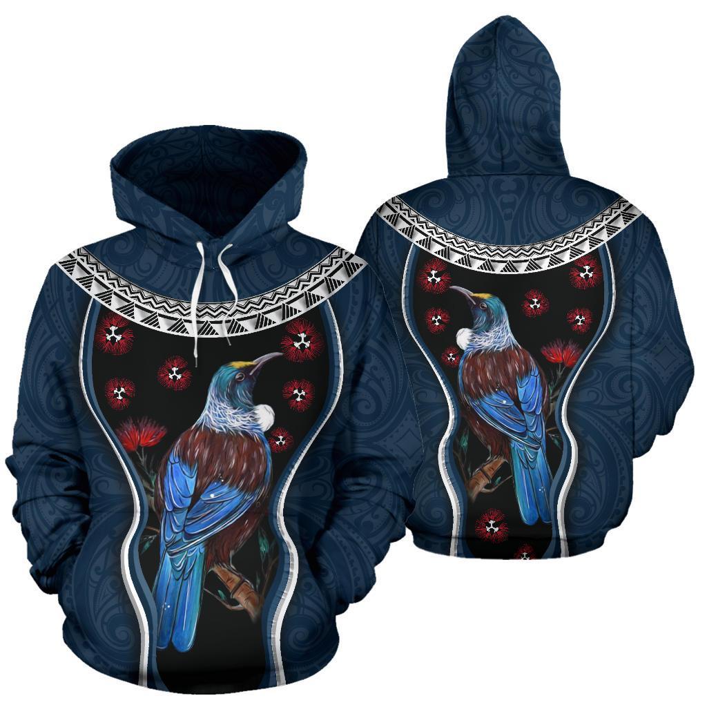new-zealand-tui-bird-hoodie-pohutukawa-pullover-hoodie-navy