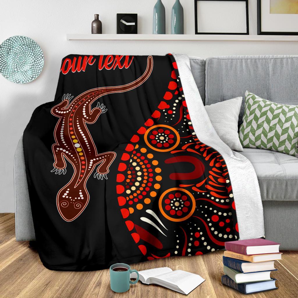 aboriginal-personalised-premium-blanket-aboriginal-lizard-with-dot-painting-pattern