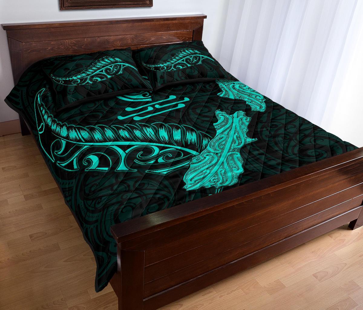 new-zealand-heart-quilt-bed-set-map-kiwi-mix-silver-fern-turquoise