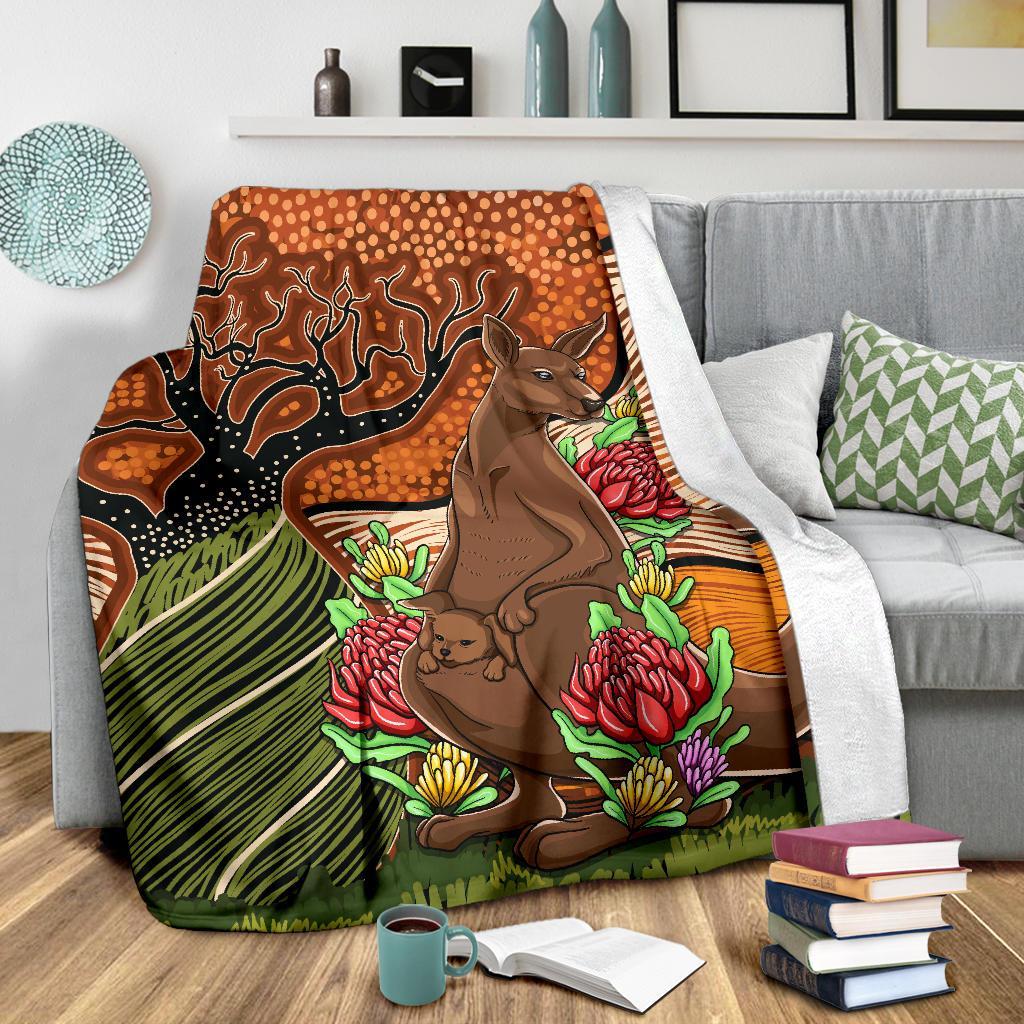 aboriginal-premium-blanket-kangaroo-with-indigenous-tree