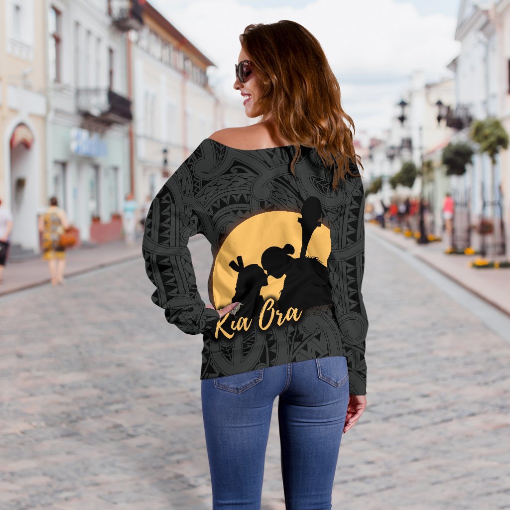 Maori Kiwi Rugby Women Off Shoulder Sweater Hongi - Kia Ora New Zealand - Vibe Hoodie
