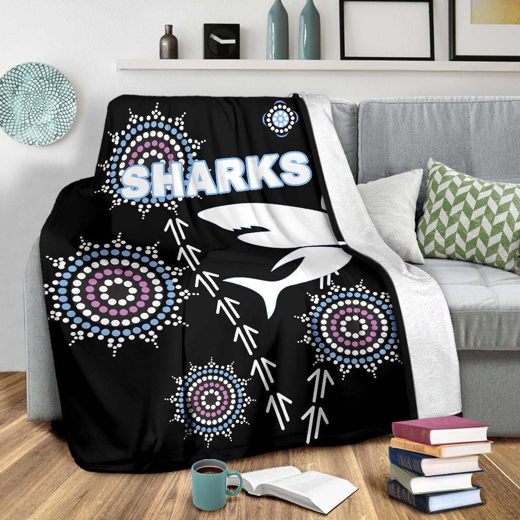 cronulla-premium-blanket-sharks-simple-indigenous-black