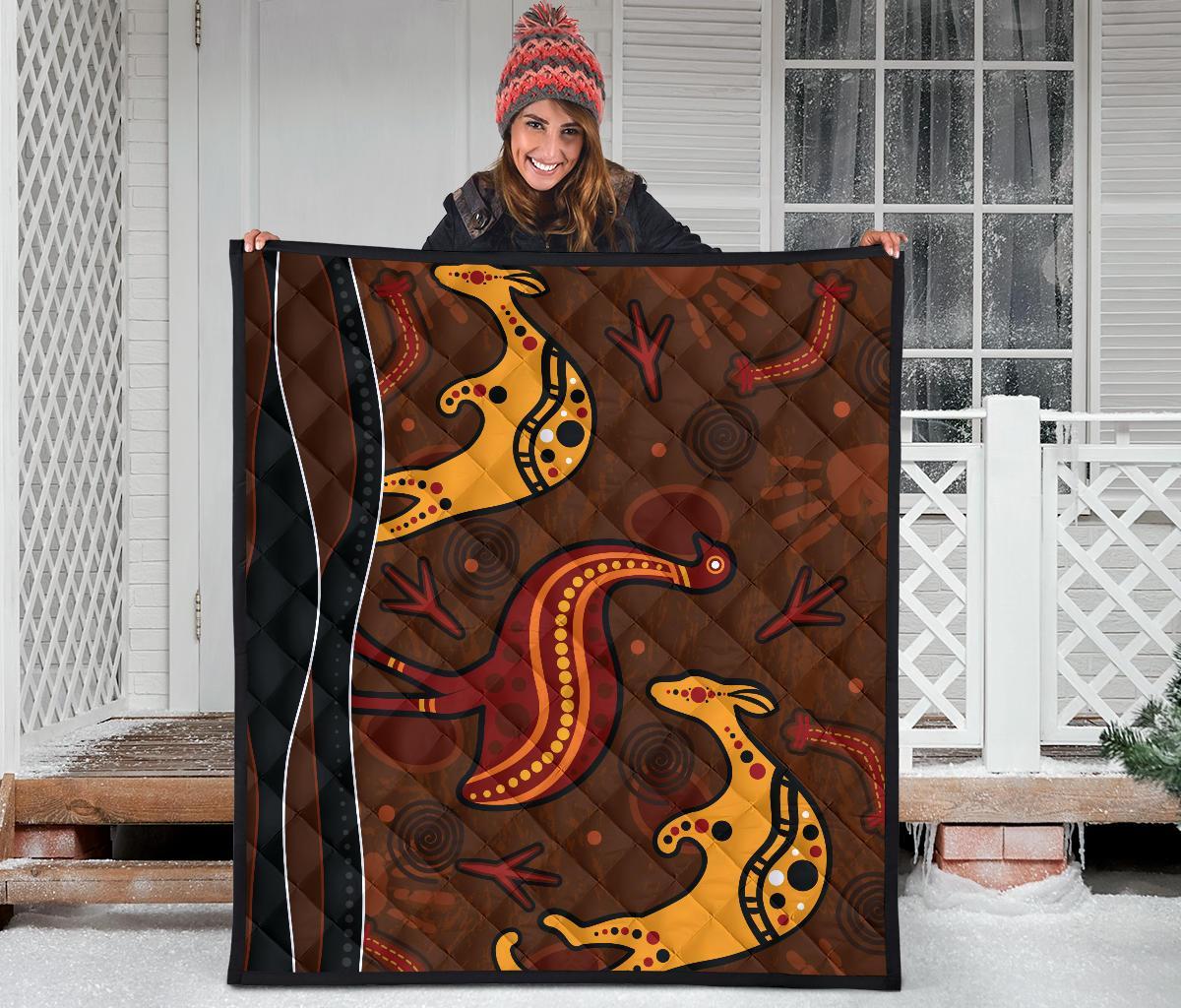 aboriginal-premium-quilt-indigenous-kangaroo-and-emu-brown-color