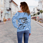 Cronulla Women's Off Shoulder Sweater Sharks Unique Indigenous - Vibe Hoodie