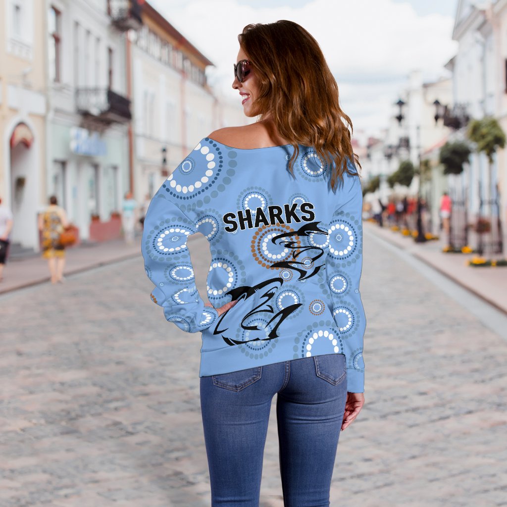 Cronulla Women's Off Shoulder Sweater Sharks Unique Indigenous - Vibe Hoodie