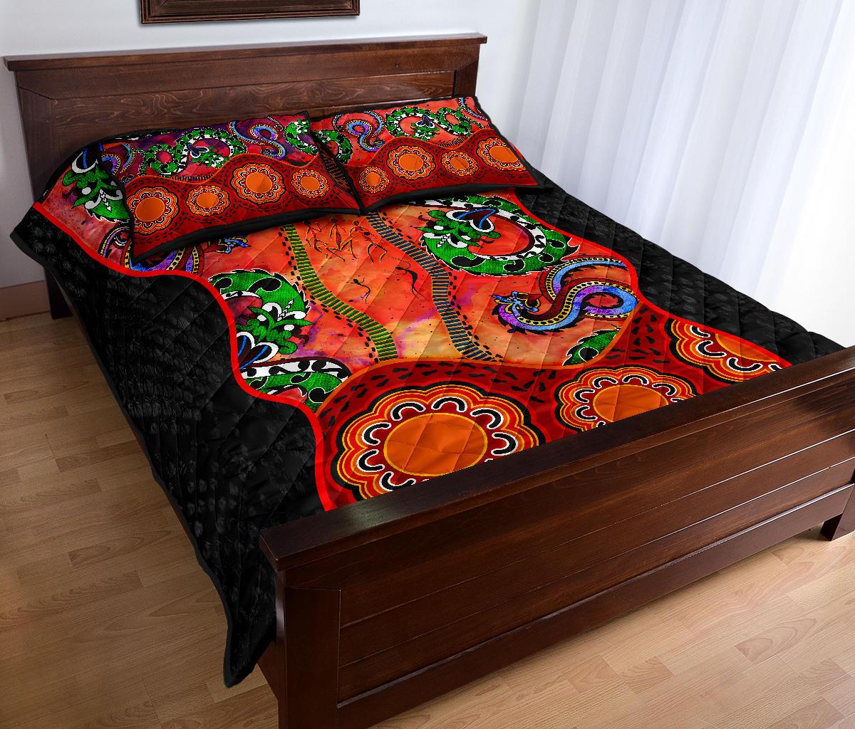 aboriginal-quilt-bed-set-aussie-indigenous-patterns-orange