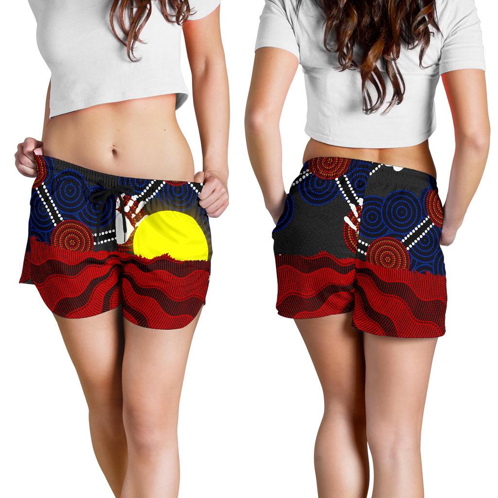 Aboriginal Women's Shorts, Aboriginal Lives Matter Flag Sun Dot Painting - Vibe Hoodie