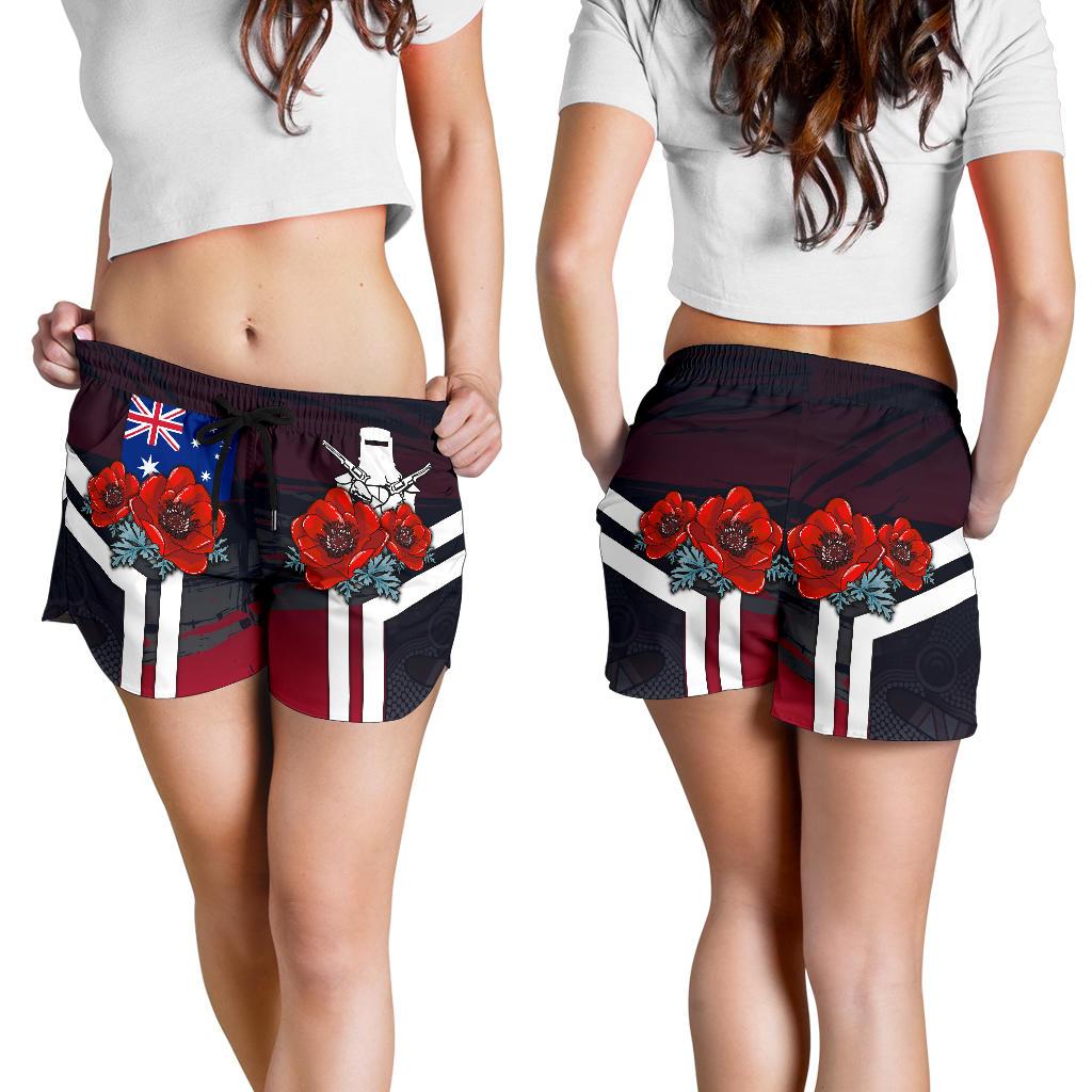 Shorts - Anzac Day Shorts - Poppy Flowerss Dot Painting - Women - Vibe Hoodie