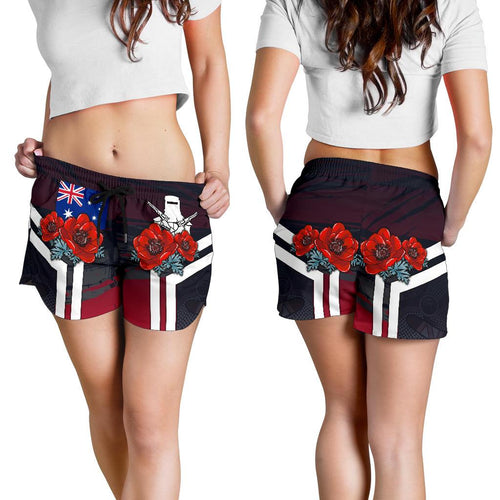 Shorts - Anzac Day Shorts - Poppy Flowerss Dot Painting - Women - Vibe Hoodie