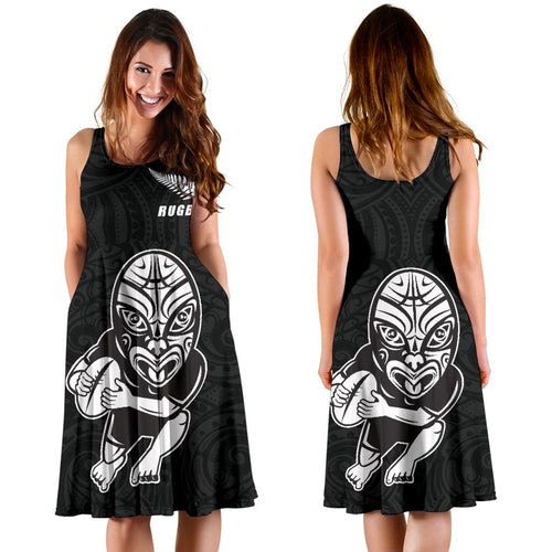 New Zealand Rugby Haka Dance Women Midi Dress - Vibe Hoodie