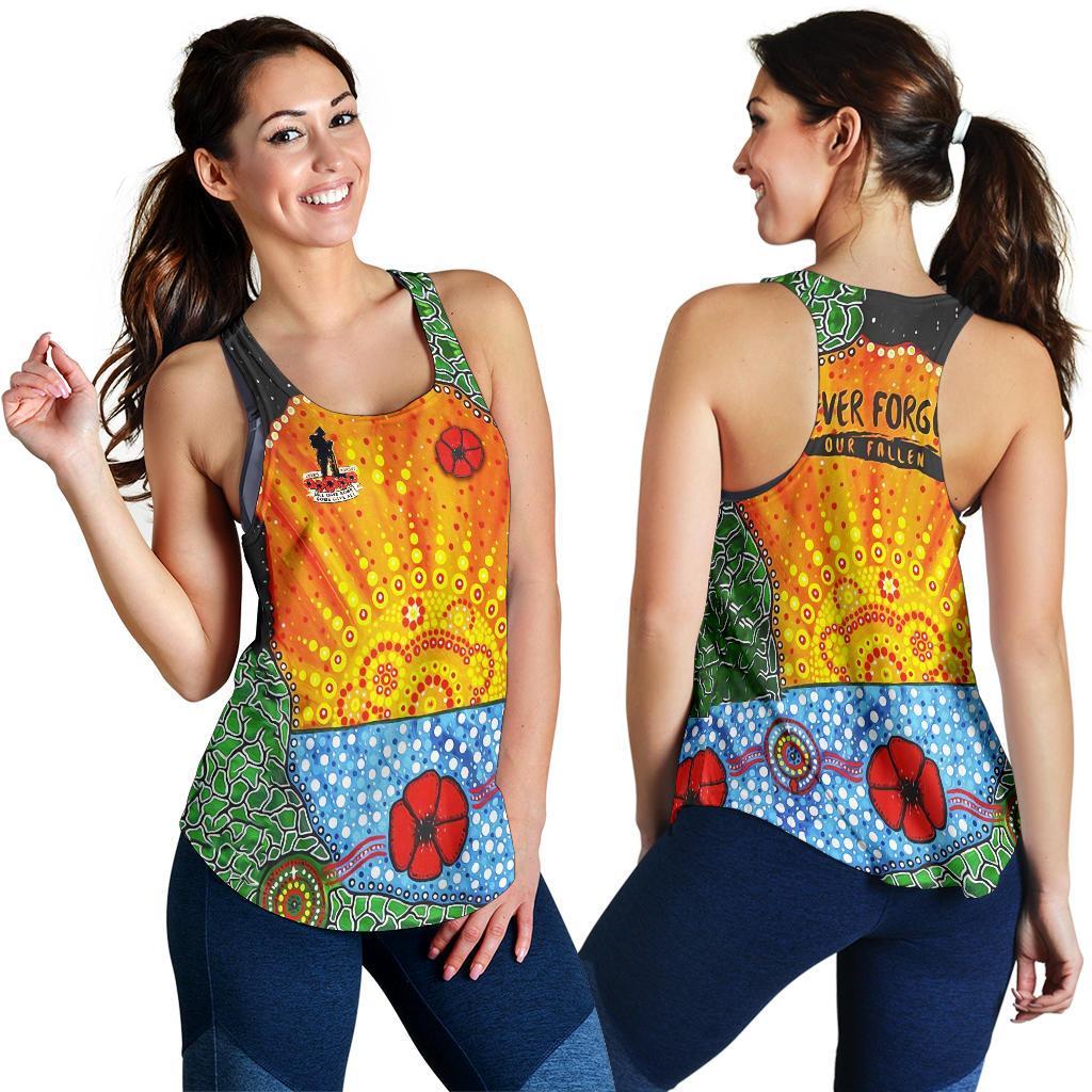 Anzac Day Women Racerback Tank - Lest We Forget Poppy - Vibe Hoodie