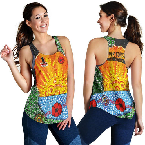 Anzac Day Women Racerback Tank - Lest We Forget Poppy - Vibe Hoodie