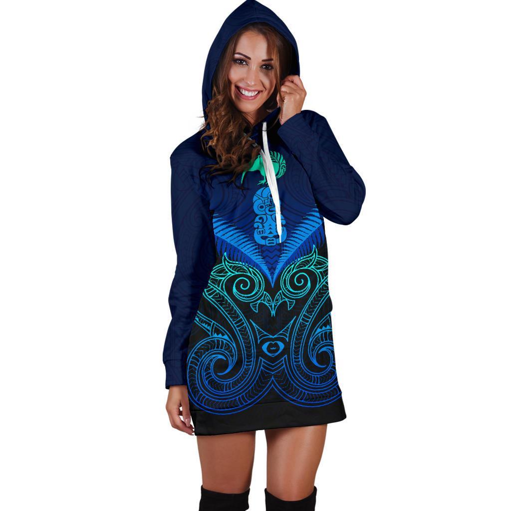 maori-manaia-new-zealand-hoodie-dress-blue