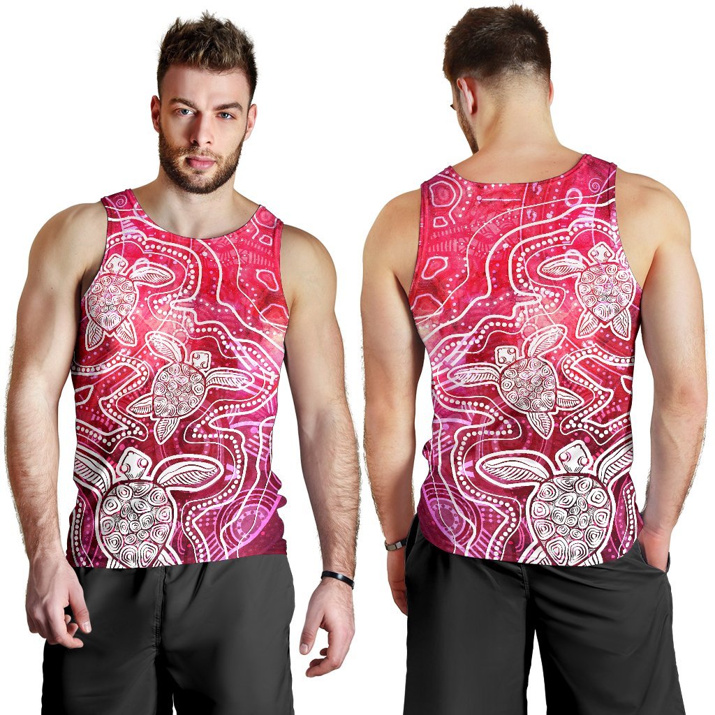 aboriginal-mens-tank-top-sea-turtle-with-indigenous-patterns-pink