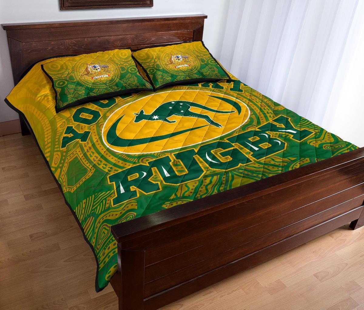 custom-aboriginal-quilt-bed-set-australia-rugby-and-coat-of-arms