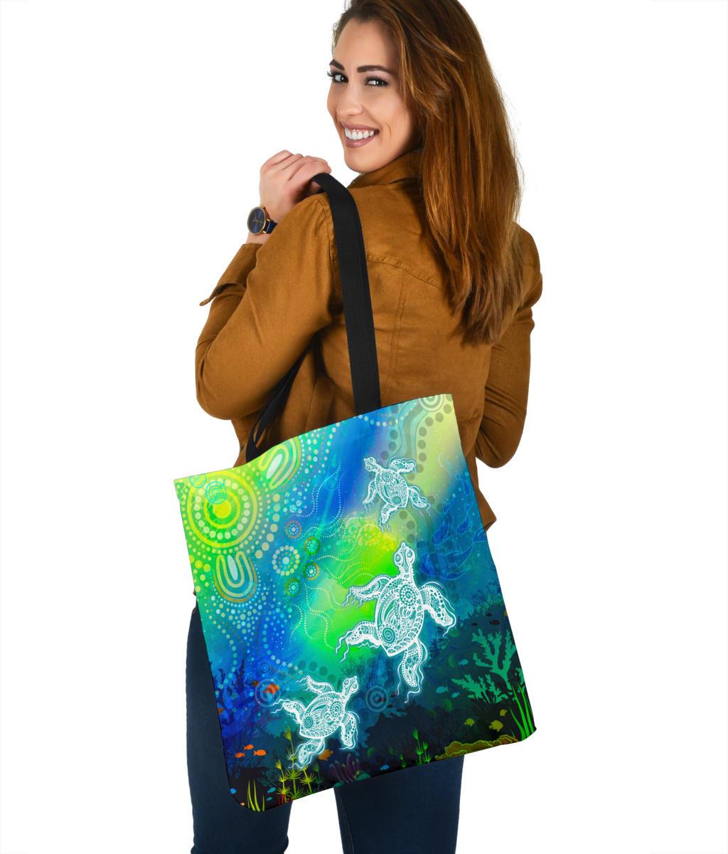 aboriginal-tote-bags-indigenous-turtle-ocean-dot-painting-art