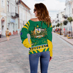 Women's Off Shoulder Sweater - Australian Coat Of Arms Shorts Koala - Vibe Hoodie