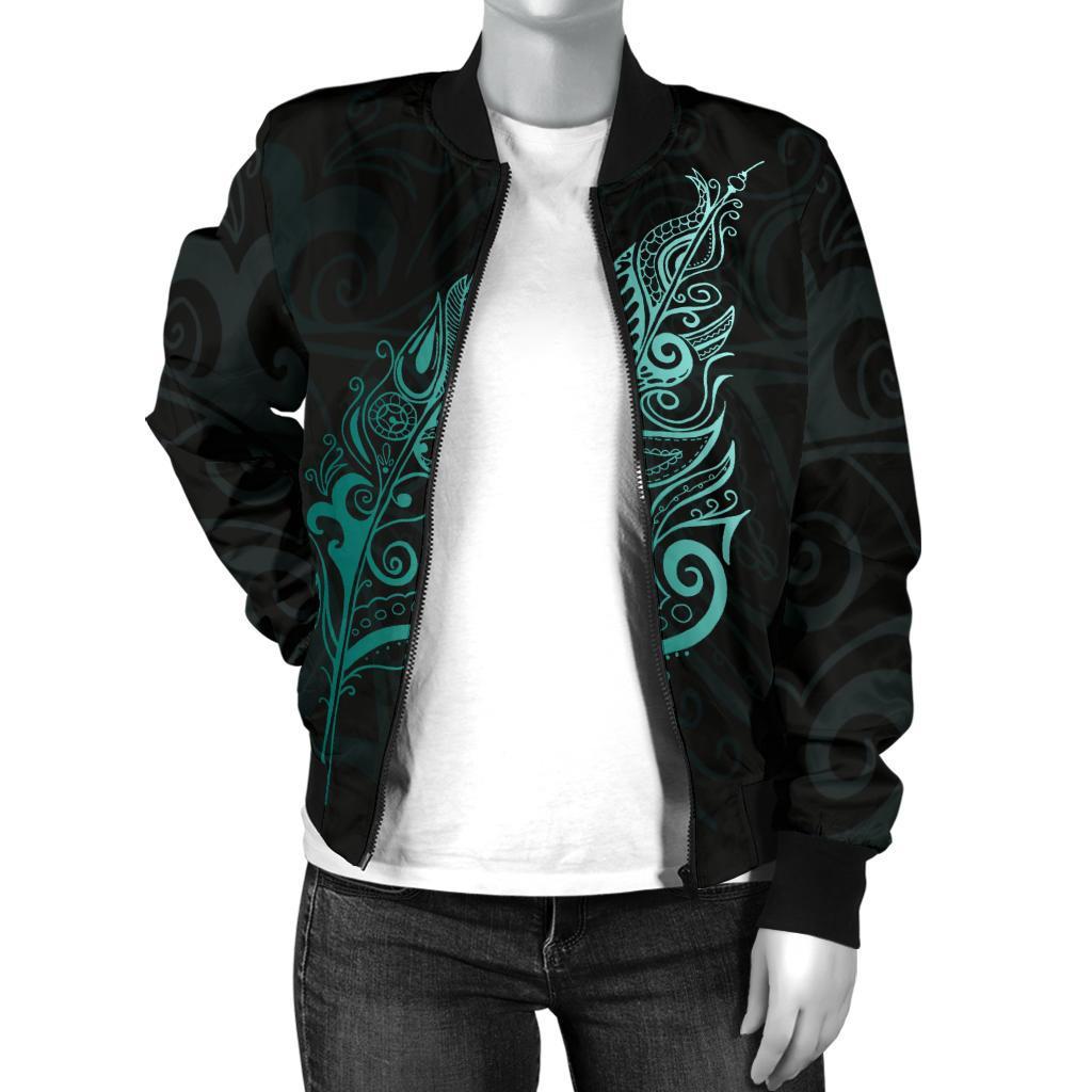light-silver-fern-new-zealand-women-bomber-jacket-turquoise