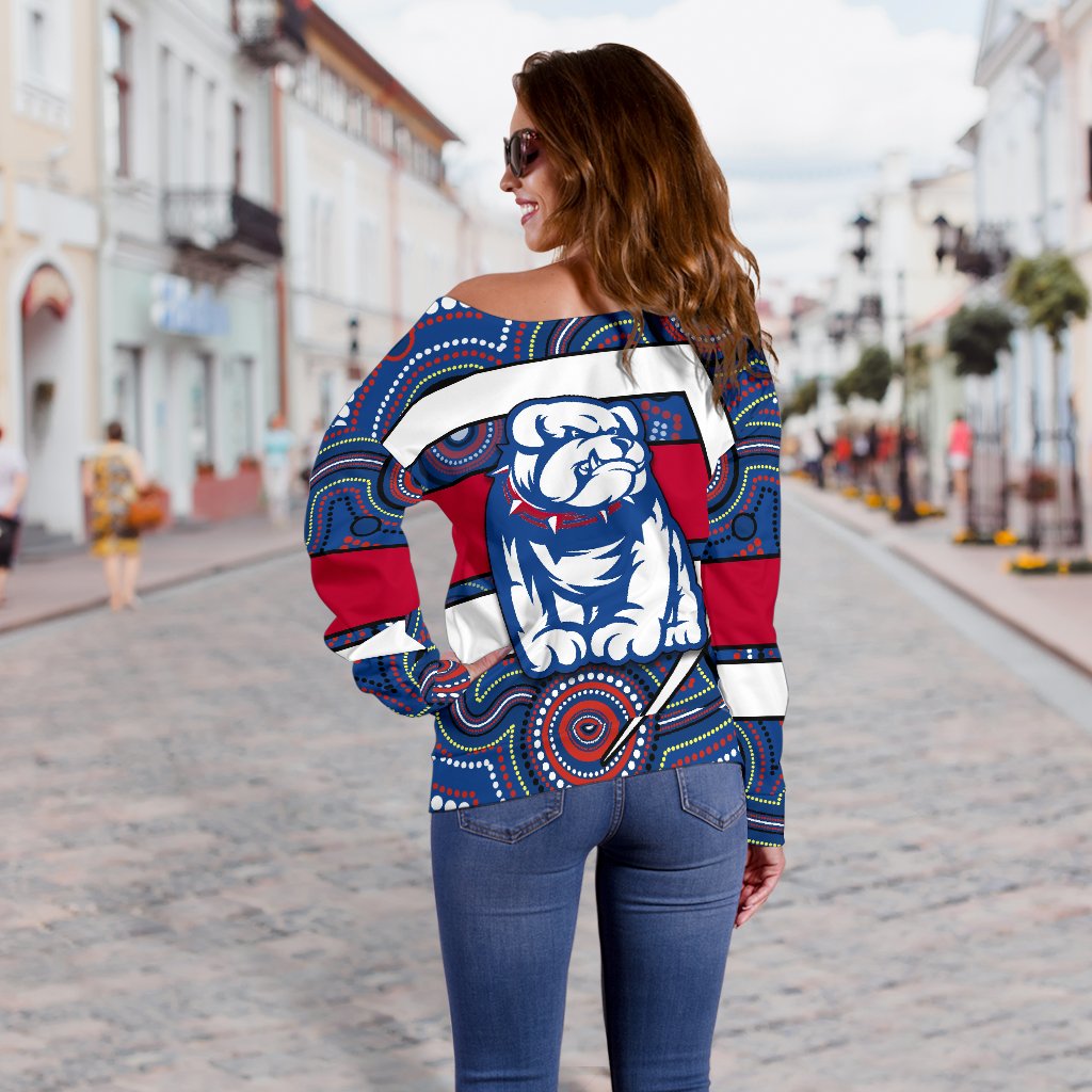 Western Football Bulldogs Off Shoulder Sweater Redamancy Indigenous Australian - Vibe Hoodie
