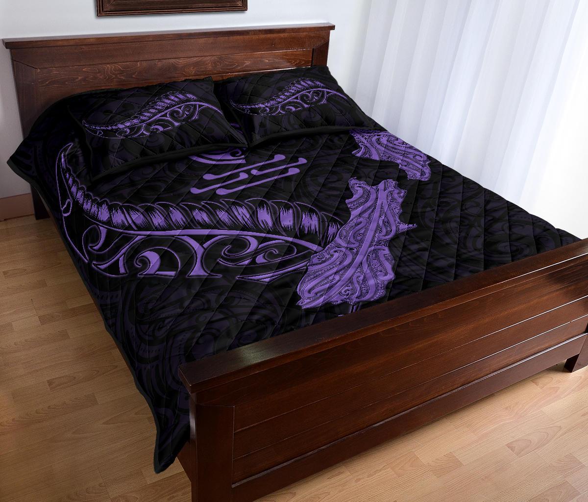 new-zealand-heart-quilt-bed-set-map-kiwi-mix-silver-fern-pastel-purple