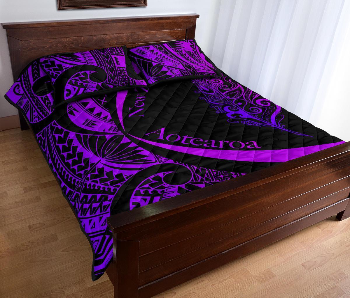 light-silver-fern-maori-quilt-bed-set-circle-style-purple