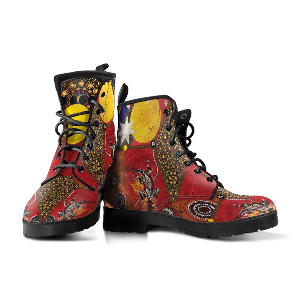 leather-boots-aboriginal-dot-painting-flags-crocodile
