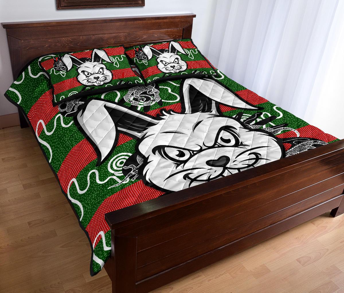 rabbitohs-indigenous-quilt-bed-set-rabbit-head