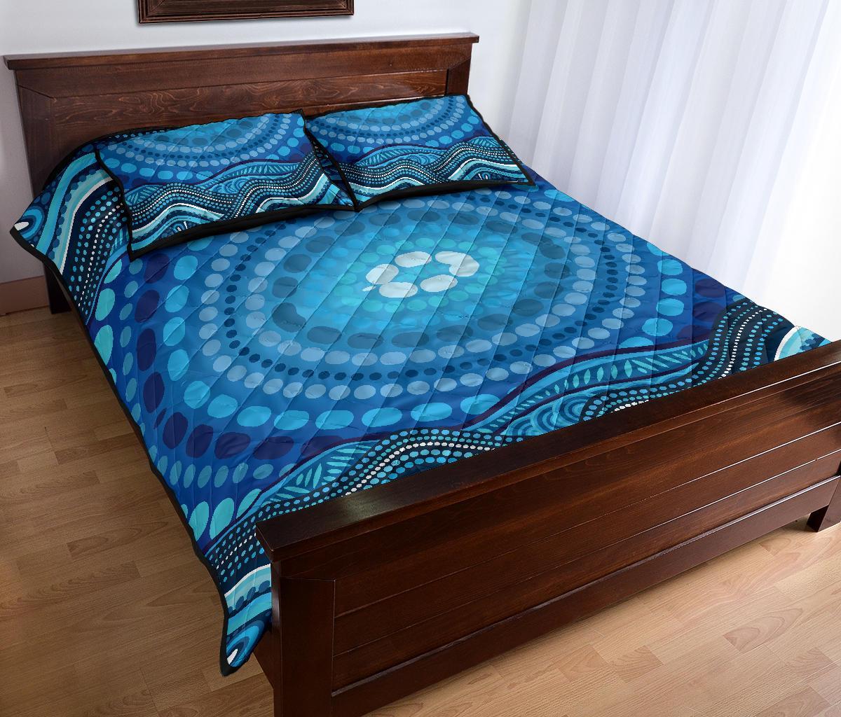 aboriginal-quilt-bed-set-blue-circle-aboriginal-art