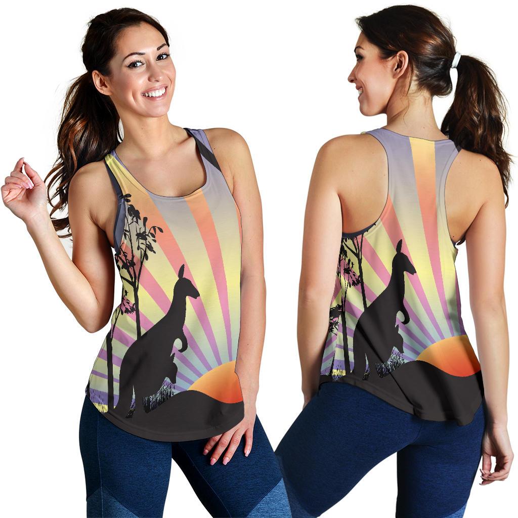 Racerback Tank - Kangaroo Top Tank Sunset Ver03A - Women - Vibe Hoodie