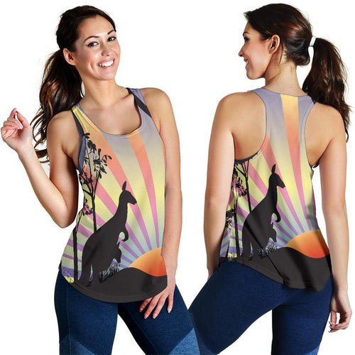 Racerback Tank - Kangaroo Top Tank Sunset Ver03A - Women - Vibe Hoodie