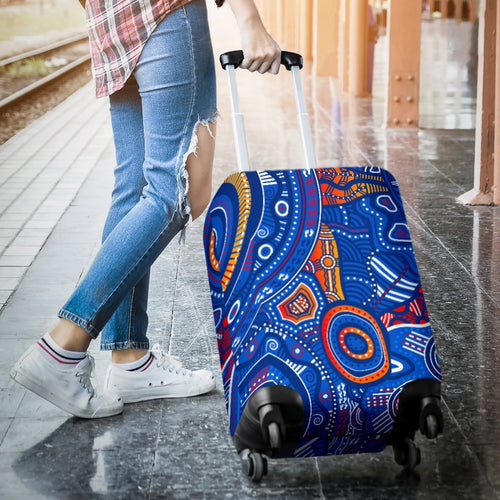 aboriginal-luggage-covers-indigenous-footprint-patterns-blue-color