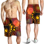 aboriginal-mens-shorts-australia-indigenous-flag-circle-dot-painting-art-golden