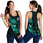 New Zealand Racerback Tank Manaia Paua Fern Wing - Turquoise - Vibe Hoodie