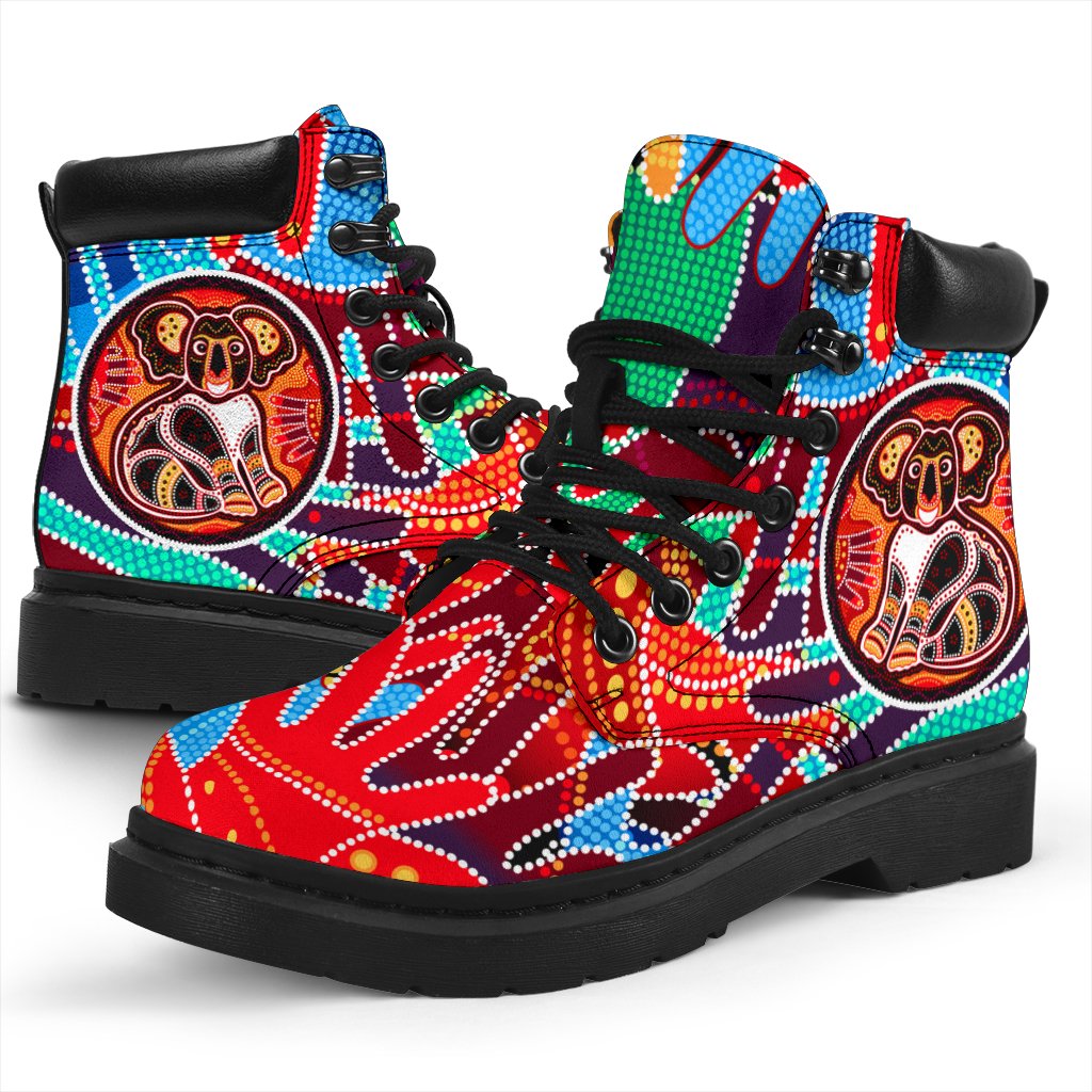 aboriginal-all-season-boots-koala-and-hand-art-dot-painting-boots