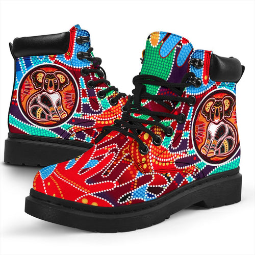 aboriginal-all-season-boots-koala-and-hand-art-dot-painting-boots