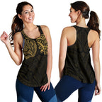 New Zealand Women'S Racerback Tank, Maori Polynesian Tattoo Gold - Vibe Hoodie