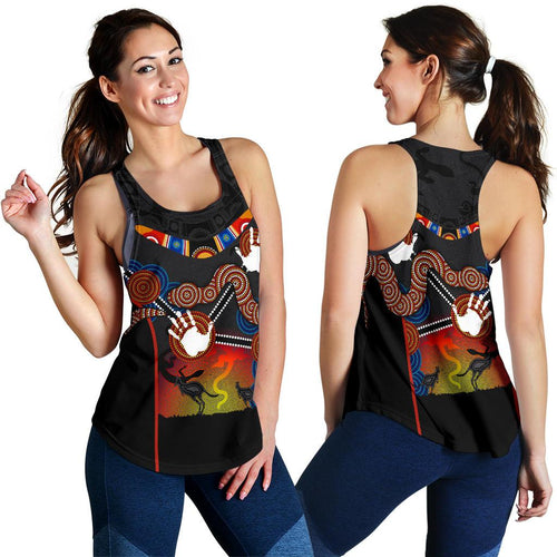 Aboriginal Women's Racerback Tank, Australian Boomerang and Snake Indigenous Art - Vibe Hoodie