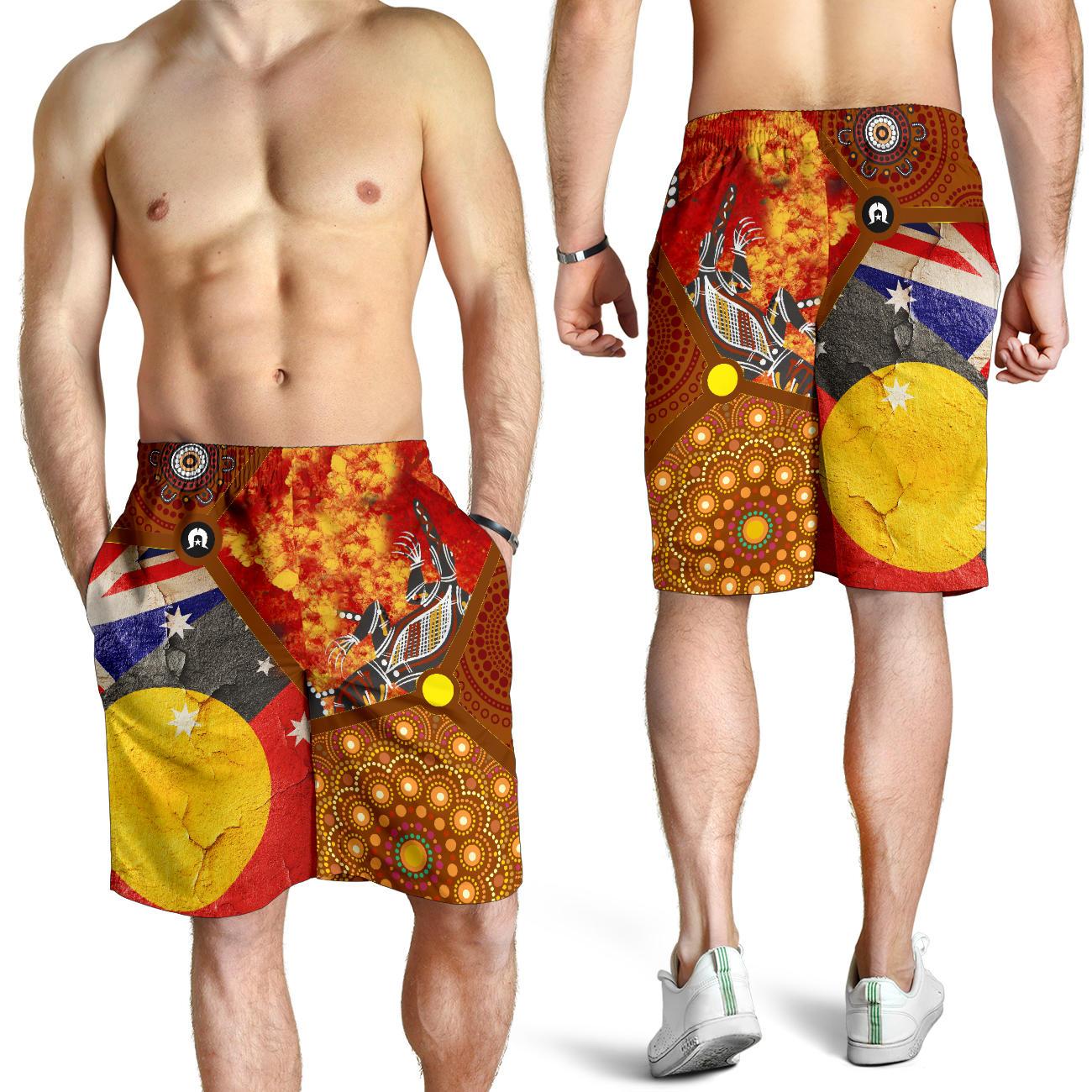 shorts-aboriginal-dot-painting-flags-crocodile